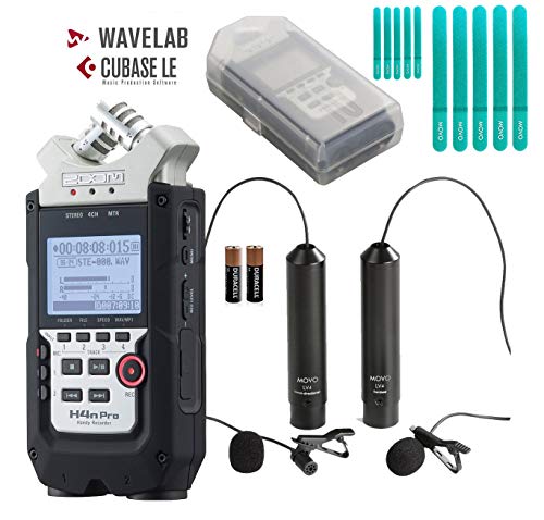 Product Cover Zoom H4n PRO 4-Channel Handy Recorder Bundle with Movo Omnidirectional and Cardioid XLR Lavalier Microphones