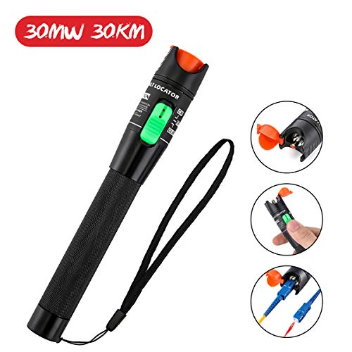 Product Cover Visual Fault Locator, GOCHANGE 30mW 30KM Red Light Fiber Optic Cable Tester Meter, Cable Test Equipment Suitable for 2.5 mm Connector, for CATV Telecommunications Engineering Maintenance