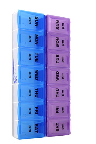 Product Cover 14 Compartments Pill Organizer Box, Medicine Remainder with Snap Lids| 7-day AM/PM for Pills, Vitamins. (14 Compartment) by Inspirations