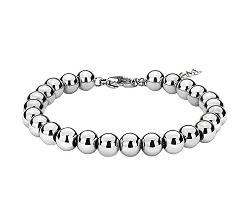 Product Cover FANS JEWELRY 4/6/8/10mm Women Men's Silver Stainless Steel Round Beads Ball Bracelet 7-11 inch