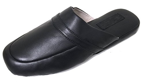 Product Cover B13AS Men's Leather House Slipper Scuff Leather Lining Sole Comfort in Door Padded Loafer Shoes