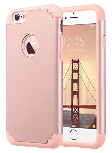 Product Cover iPhone 6 Case, iPhone 6S Case, ULAK Slim Dual Layer Protective Case Fit for Apple iPhone 6 (2014) / 6S 4.7 inch (2015) Hybrid Hard Back Cover and Soft Silicone-Rose Gold
