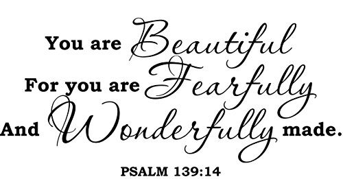 Product Cover Empresal Wall Decal Quote Psalm 139:14 You are Beautiful Bible Verse Scripture Wall Decal