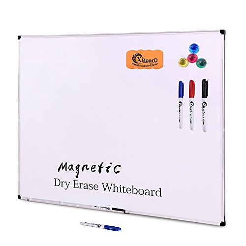 Product Cover XBoard Double-Sided 36 x 24 Inch Magnetic Dry Erase Board Set - Wall Mounted 3' x 2' Reversible Whiteboard with 1 Dry Eraser & 3 Dry Erase Markers & 4 Push Pin Magnets