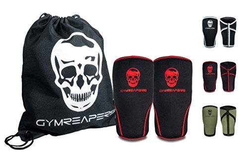 Product Cover Gymreapers Knee Sleeves (1 Pair) Free Gym Bag - Knee Sleeve & Compression Brace for Squats, Fitness, Weightlifting, and Powerlifting 7MM Sleeve Pair - for Men & Women - 1 Year Warranty (Large)
