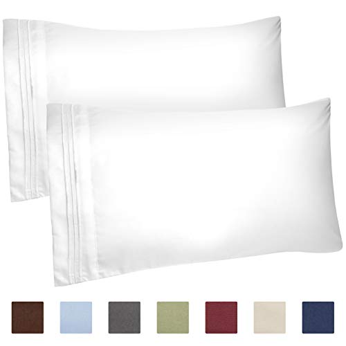 Product Cover Queen Size Pillow Cases Set of 2 - Soft, Premium Quality Hypoallergenic White Pillowcase Covers - Machine Washable Protectors - 20x40, 20x36 & 20x48 Pillows for Sleeping 2 Pack