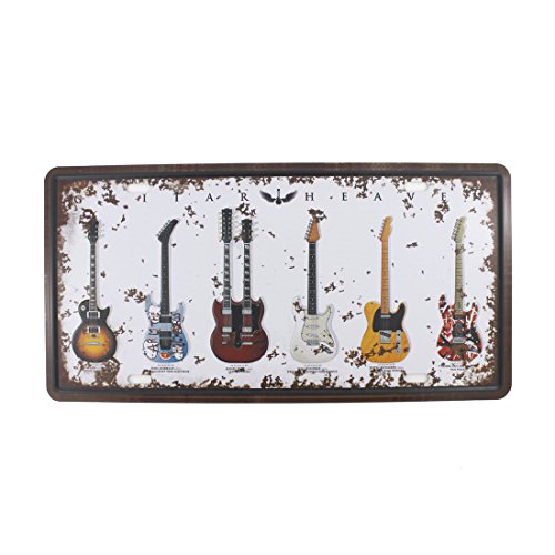 Product Cover 6x12 Inches Vintage Feel Rustic Home,bathroom and Bar Wall Decor Car Vehicle License Plate Souvenir Metal Tin Sign Plaque (Guitar Heaven)
