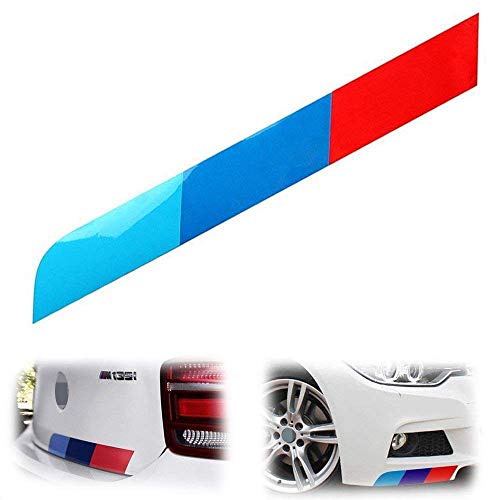 Product Cover iJDMTOY 17 by 2-Inch Reflective M-Colored Stripe Decal Sticker Compatible With BMW Exterior Cosmetic, Such As Hood/Bonnet, Trunk, Side Skirt, Bumper, etc