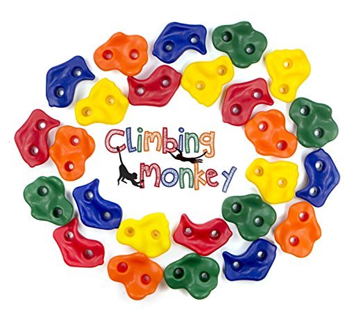 Product Cover Climbing Monkey Climbing Holds -- 25 Rock Climbing Holds - Premium HD Mounting Hardware Included -- Climbing Rocks for DIY Rock Climbing Wall