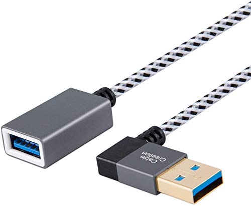 Product Cover CableCreation Short USB 3.0 Extension Cable, Right Angle USB 3.0 Male to Female Extender Cord, Compatible Flash Drives, Keyboard, Scanners, 1 FT Space Grey Aluminum