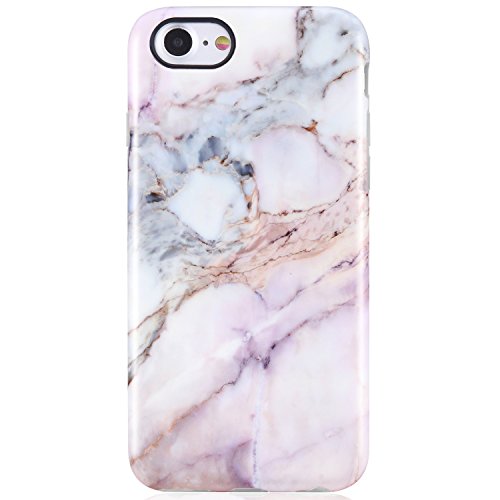 Product Cover iPhone 7 Case,iPhone 8 Case,Pink Marble for Girls Women,VIVIBIN Anti-Scratch Shock Proof Soft TPU Gel Case Silicon Protective Skin Cover for iPhone 7 / iPhone 8 4.7inch only