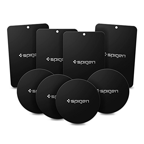 Product Cover Spigen Kuel MP-8P Metal Plates for Magnetic Car Mount Phone Holder QNMP Compatible (8 Pack - 4 Round, 4 Rectangle) - Black