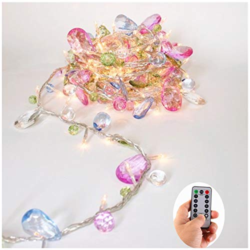 Product Cover DealBeta [Updated Version] Indoor House String Lights-Bohemia Style String Jewels-Colorful Jewels LED Fairy Christmas Lights-Battery Powered-8 Mode- Remote-Timer,30 Warm White LED Gift Lights Girl