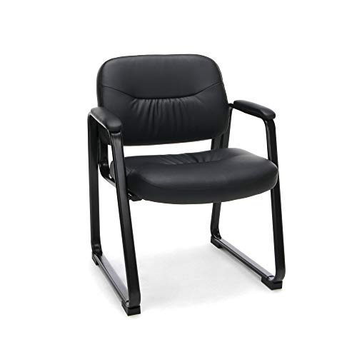 Product Cover OFM Essentials Collection Bonded Leather Executive Side Chair with Sled Base, in Black (ESS-9015)