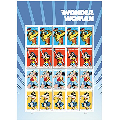 Product Cover Wonder Woman 75th Anniversary Sheet of 20 Forever First Class Postage Stamps Scott 5150 By USPS