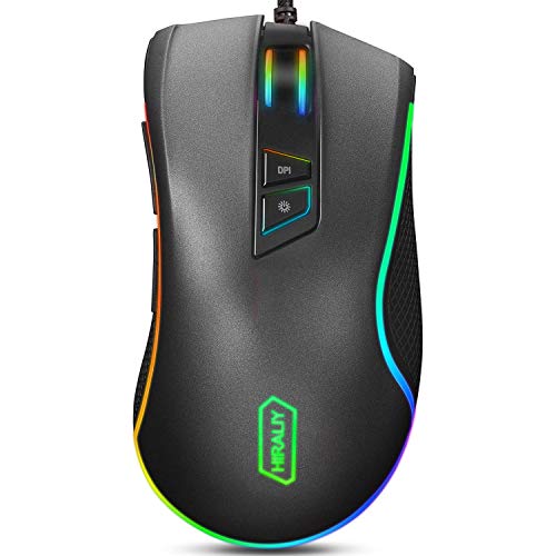 Product Cover HIRALIY F300 Gaming Mouse Wired 10,000 DPI Adjustable 7 Programmable Buttons 16.8 Million Chroma RGB Color Backlit Ergonomic Comfortable Grip for Gamer Desktop Laptop PC-PMW3325 Game Sensor