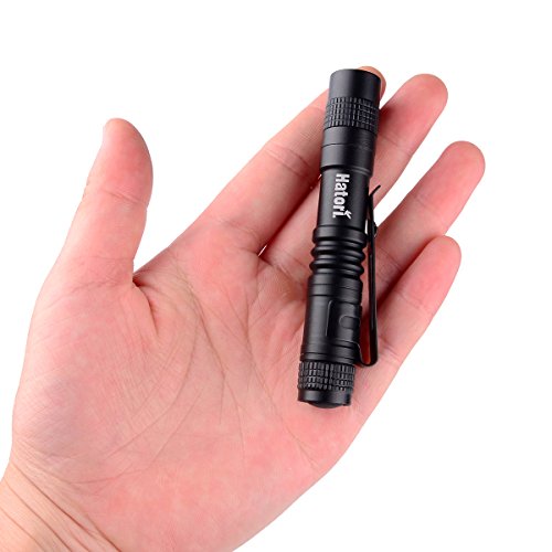 Product Cover Hatori Super Small Mini LED Flashlight Battery-Powered Handheld Pen Light Tactical Pocket Torch with High Lumens for Camping, Outdoor, Emergency, Everyday Flashlights, 3.55 Inch