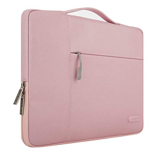 Product Cover MOSISO Laptop Sleeve Compatible with 13-13.3 inch MacBook Air, MacBook Pro, Notebook Computer, Polyester Multifunctional Briefcase Handbag Carrying Case Bag, Pink