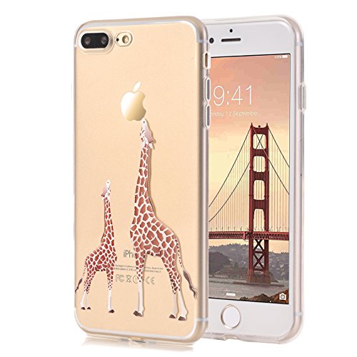 Product Cover iPhone 7 Plus Case,iPhone 8 Plus Case, LUOLNH [New Creative Design] Flexible Soft TPU Silicone Gel Soft Clear Phone Case Cover for iPhone 7 Plus/8 Plus(2 Giraffe)