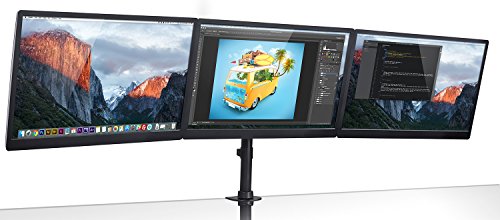 Product Cover Mount-It! Triple Monitor Mount 3 Screen Desk Stand for LCD Computer Monitors for 19 20 22 23 24 27 Inch Monitors VESA 75 and 100 Compatible Full Motion, 54 lbs Capacity (MI-1753),Black