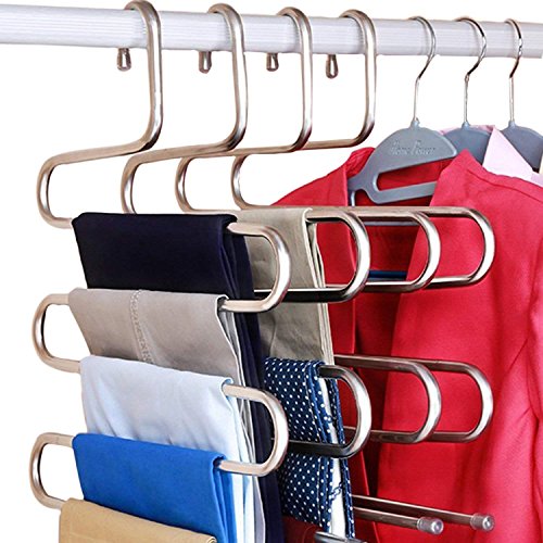 Product Cover DOIOWN S-Type Stainless Steel Clothes Pants Hangers Closet Storage Organizer for Pants Jeans Scarf Hanging (14.17 x 14.96ins) (1-Piece)