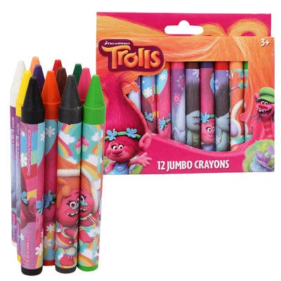 Product Cover Trolls Jumbo Crayons, Assorted Colors, 12-Crayons per Pack