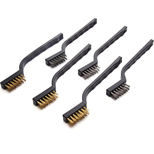 Product Cover eBoot Mini Wire Brush Set for Cleaning Welding Slag and Rust, 6 Pack, Stainless Steel and Brass