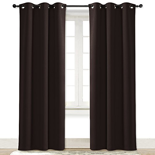 Product Cover NICETOWN Blackout Curtain Room Darkening Panel Energy Smart Light Blocking Solid Grommet Blackout Curtain/Drape for Patio (1 Piece, 42 inches x 84 inches, Toffee Brown)