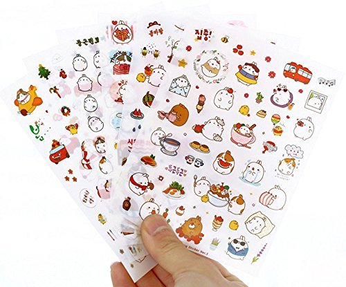 Product Cover Inovat Cute Molang Rabbit Bunny Rabbit Charactor Sticker Diary Scrap Book Scrapbooking Decor Decoration 6 Sheets Lot Korean Stationery, Version 3rd