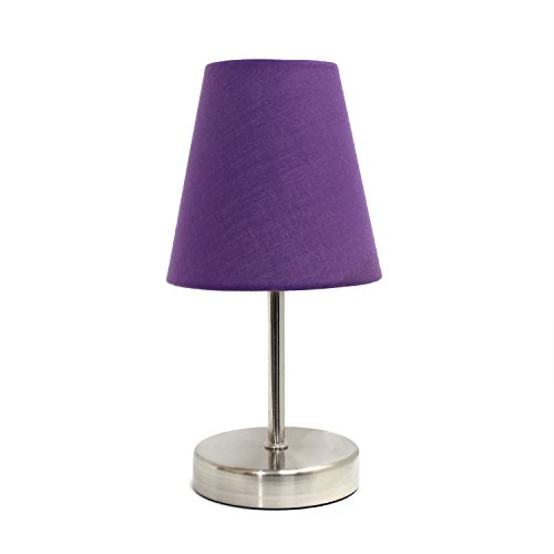 Product Cover Purple : Simple Designs Home LT2013-PRP Sand Nickel Table Lamp with Fabric Shade, Purple