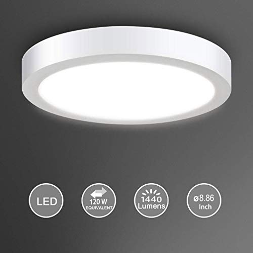 Product Cover Surface Mount Led Ceiling Light-18W Round Flat LED Ceiling Lighting,6000K,Cool White for Kitchen,Closet,Garage,Hallway,1440lm,Not-Dimmable(120 watt Halogen Bulb Equivalent)