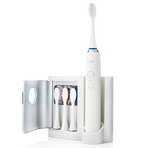 Product Cover Sterline Sonic Electric Rechargeable Toothbrush w/ UV Sanitizer and 12 Replacement Heads, 4 Brushing Modes, Elite Sonic Toothbrush with Smarter Clean Technology