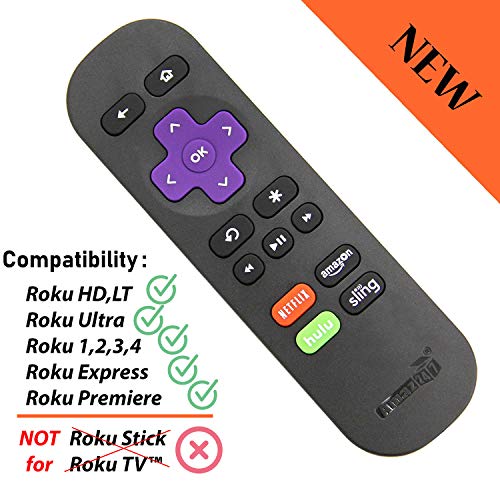 Product Cover Amaz247 ARC101 Standard IR Replacement Remote for Roku 1, Roku 2, Roku 3, Roku 4 (HD, LT, XS, XD), Roku Express, Roku Premiere, Roku Ultra; DO NOT Support Roku Stick or Roku TV