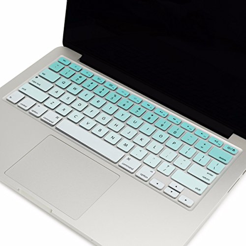 Product Cover TOP CASE - Faded Ombre Series Keyboard Cover Skin for Macbook 13 Unibody Old Generation Macbook Pro 13 15 17 with or without Retina Display Macbook Air 13 Wireless Keyboard-Ombre Turquoise White Ombre Turquoise & White