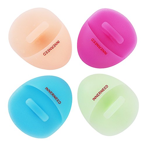 Product Cover Super Soft Silicone Face Cleanser and Massager Brush Manual Facial Cleansing Brush Handheld Mat Scrubber For Sensitive, Delicate, Dry Skin (4pcs set)