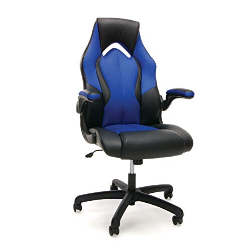 Product Cover OFM Essentials Collection High-Back Racing Style Bonded Leather Gaming Chair, in Blue (ESS-3086-BLU)