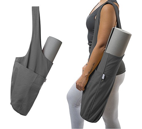 Product Cover Yogiii Yoga Mat Bag | The Original YogiiiTote | Yoga Mat Tote Sling Carrier w/Large Side Pocket & Zipper Pocket | Fits Most Size Mats (Ash Gray)