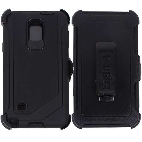 Product Cover Heavy Duty Defender Impact Rugged with Built-in Screen Protector & Clip Case Cover for Samsung Galaxy Note 4 (Black)