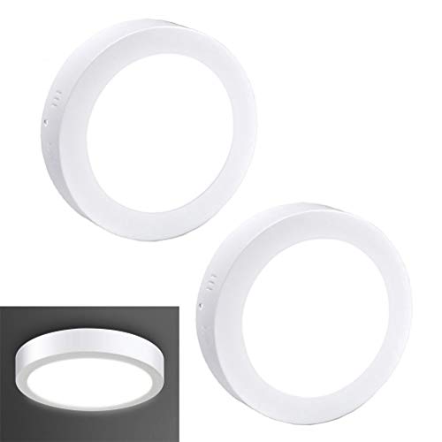 Product Cover 2Pack LED Flush Mount Panel Ceiling Light Fixture-12W Soft Daylight Flat Round Surface Mounted Downlight Lamp for Closet/Hallway/Stairs/Kitchen/Basement Lighting