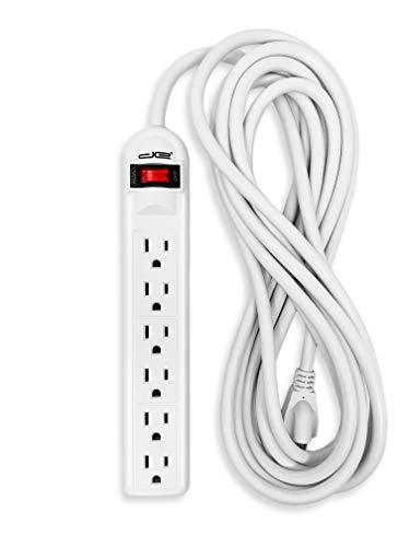 Product Cover Digital Energy 6-Outlet Surge Protector Power Strip with 8-Ft Long Extension Cord, White, ETL Listed/UL Standard