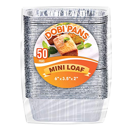 Product Cover DOBI (50 Pack) Mini Loaf Baking Pans - Disposable Aluminum Foil 1lb Small Bread Tins, 6