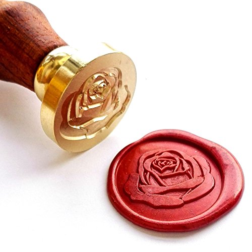 Product Cover Vooseyhome The Rose Wax Seal Stamp with Rosewood Handle - Ideal for Decorating Gift Packing, Envelopes, Parcels, Parties, Weddings, Invitations, Cards,Letters, Signature and Everything You Like!