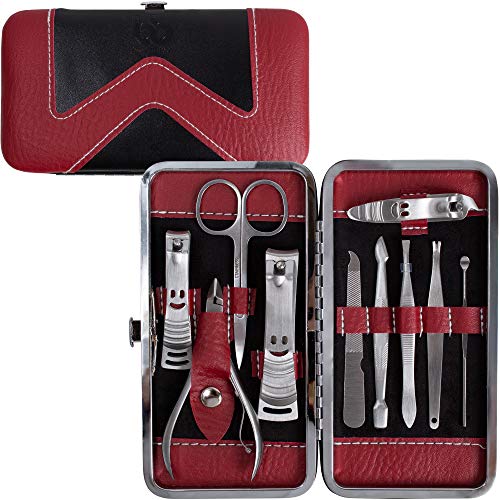 Product Cover Manicure Pedicure Set Nail Clippers - 10 Piece Stainless Steel Manicure Kit - tools for nail, Cutter Kits -Perfect gift for women, men Includes Cuticle Remover with Portable Travel Case