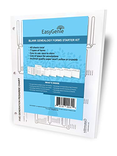 Product Cover Blank Genealogy Forms Starter Kit (7 types/40 Sheets) by EasyGenie