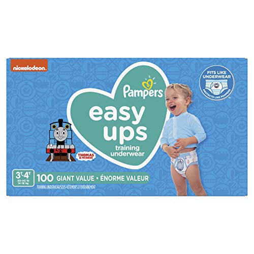 Product Cover Pampers Easy Ups Diapers Size 5 (3T-4T), Pull On Disposable Training Pants for Boys, Giant Pack, 100 Count