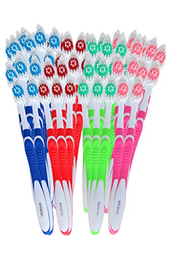 Product Cover 148 Individually Packaged Large Head Medium Bristle Disposable Bulk Toothbrushes - Multi Color Pack - Convenient & Affordable