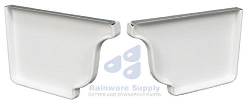 Product Cover Rainware Supply 5-Inch Aluminum End Caps, White, for K Style Gutters, Aluminum (1 Pair - 1 Left and 1 Right)
