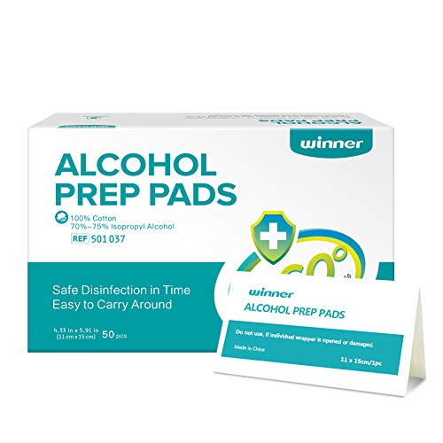 Product Cover Winner Sterile Alcohol Prep Pads, Large Cotton Wipe - 50 Alcohol Wipes(4.33