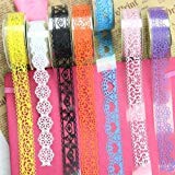 Product Cover Windspeed Washi Tape, Windspeed 5 Roll Lace Flower DIY Decorative Masking Sticky Adhesive Tape for Scrapbooking & Phone DIY Decoration