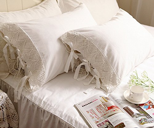 Product Cover Idyllic Life One Piece White Wide Crochet Lace 100% Cotton Pillowcase 14 (Standard 20
